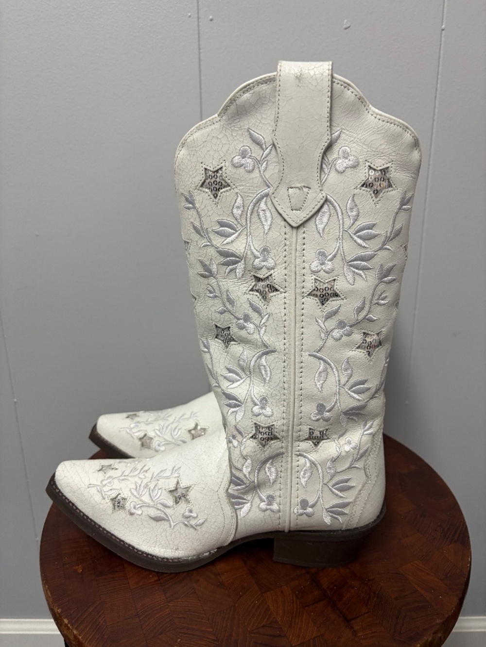 Laredo Women's Lucky Star White Western Boots Size 8.5 - Picture 6 of 9